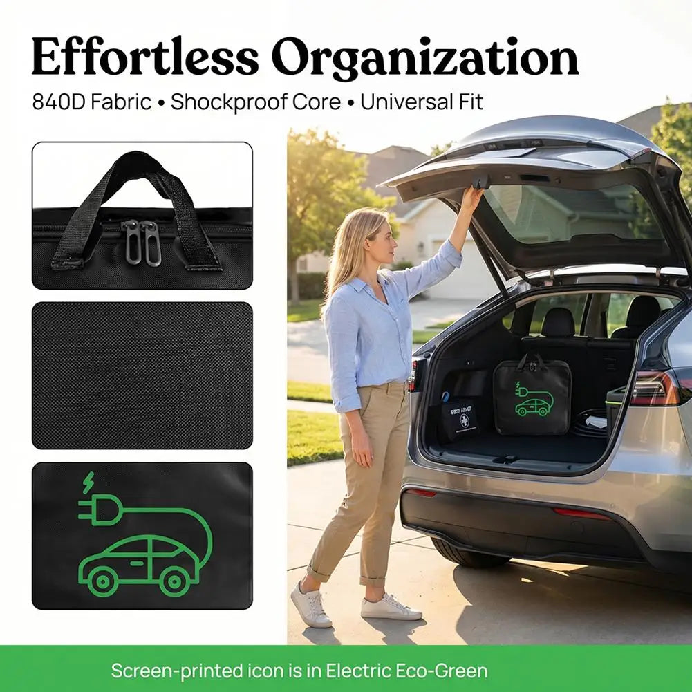 Car Charging Cable Storage Bag Oxford Cloth Waterproof EV Handled Bag For Electric Car Charger Trunk Organizer Oasis Select