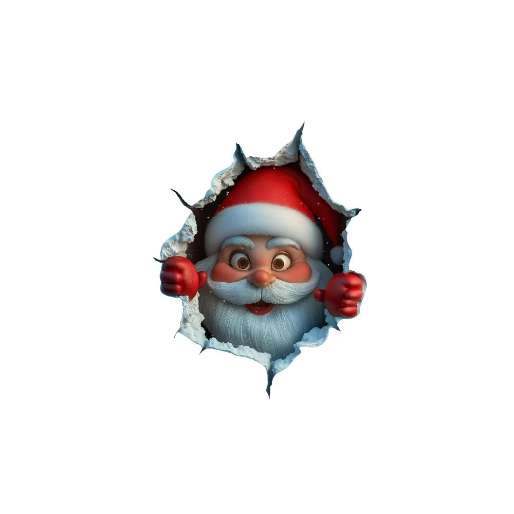 The Cute Santa Claus Breaks Through The Wall for Christmas Wall Stickers and Toilet Stickers Are Self-adhesive and Removable Oasis Select