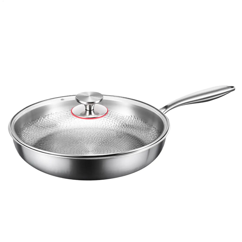 Frying Pan with Lid Titanium Pan Scratch-Resistant Skillet for Kitchen Outdoor Cooking Grilling Pancake Making Restaurant Oasis Select