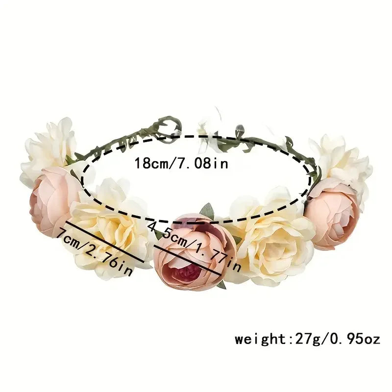 Simulation Flower Seaside Vacation Wreath Headband Women Hair Accessories Bride Headwear for Wedding Birthday Party Decor Oasis Select