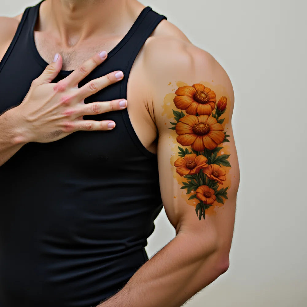 3-Pack Floral Temporary Tattoos – Colorful Realism, Waterproof