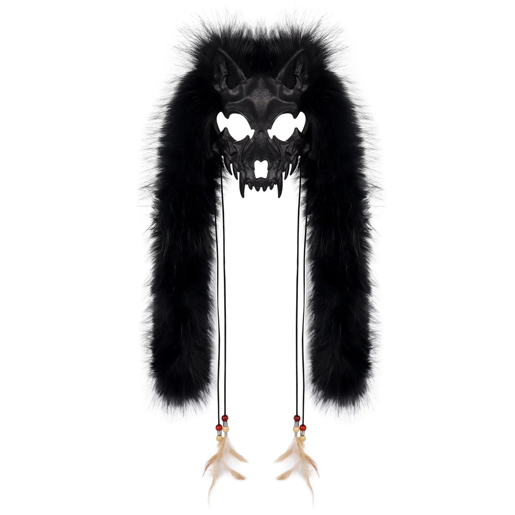 fursuit Halloween Carnival Animal Mask Viking Fox Werewolf Mask cosplay costumes accessions jirai kei Halloween cosplay Oasis Select Black