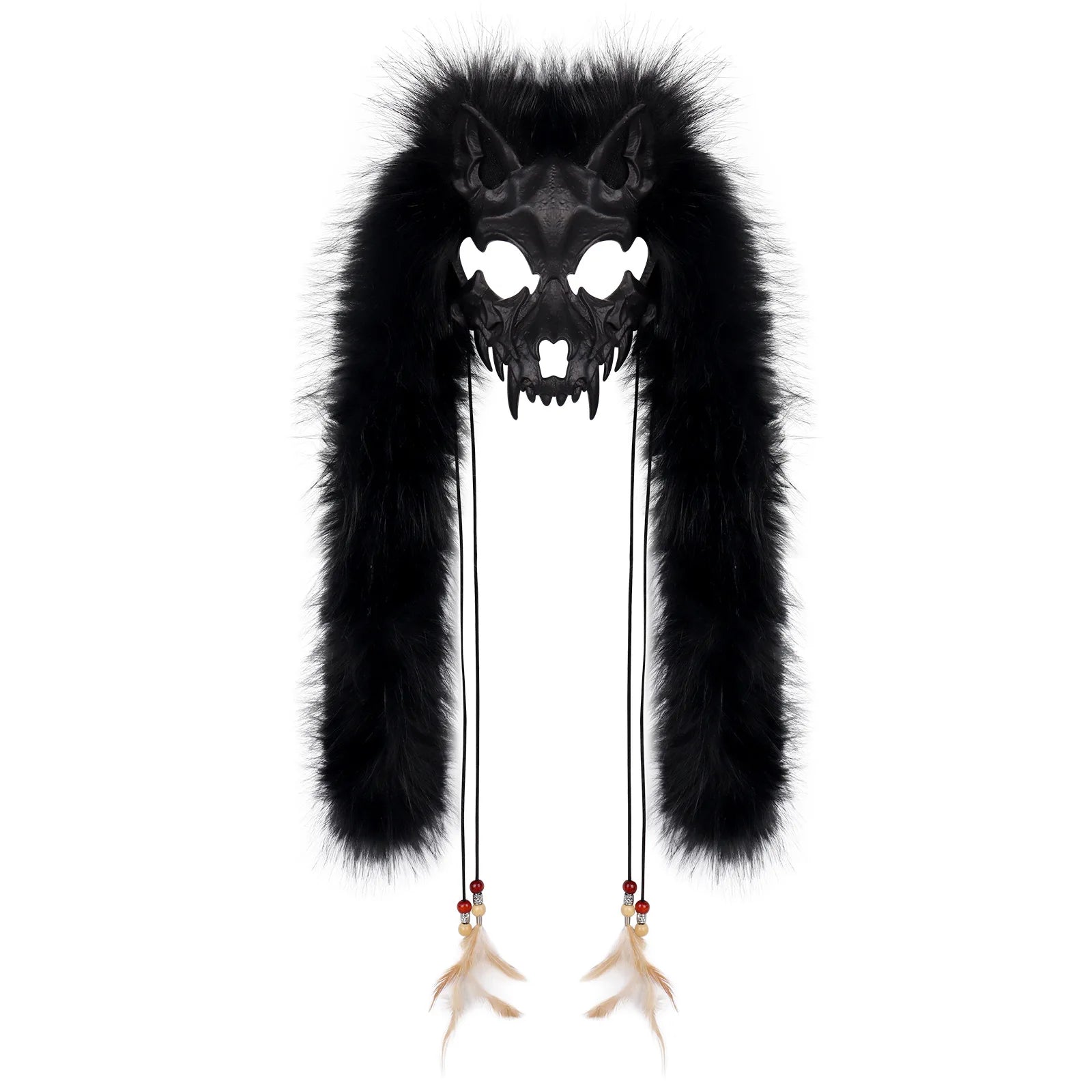 fursuit Halloween Carnival Animal Mask Viking Fox Werewolf Mask cosplay costumes accessions jirai kei Halloween cosplay Oasis Select Black