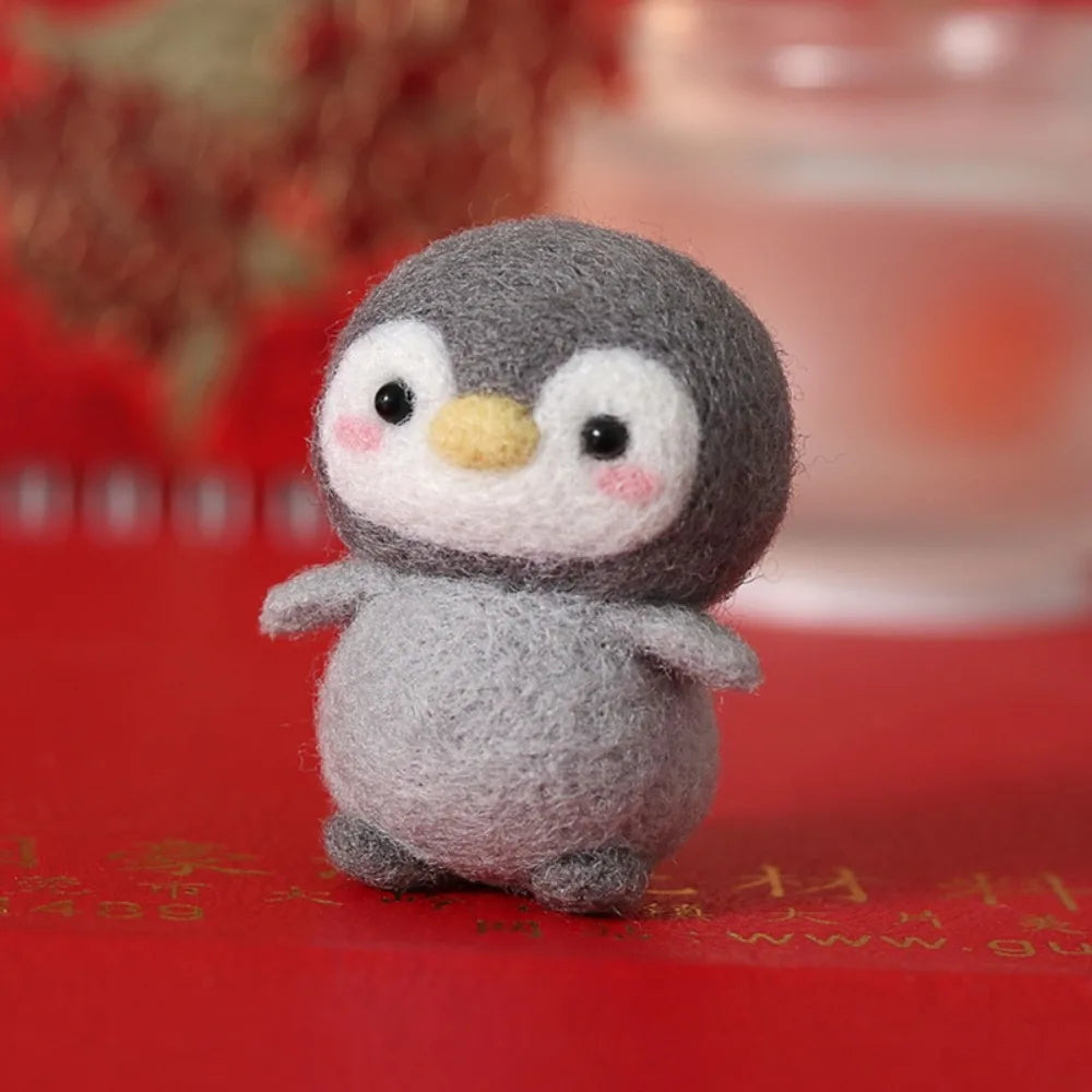 Cute Not Finished Wool Felting Kit Cartoon Cute Penguin Needle Felting Kit Handmade DIY Felting Starter Kit Oasis Select 03