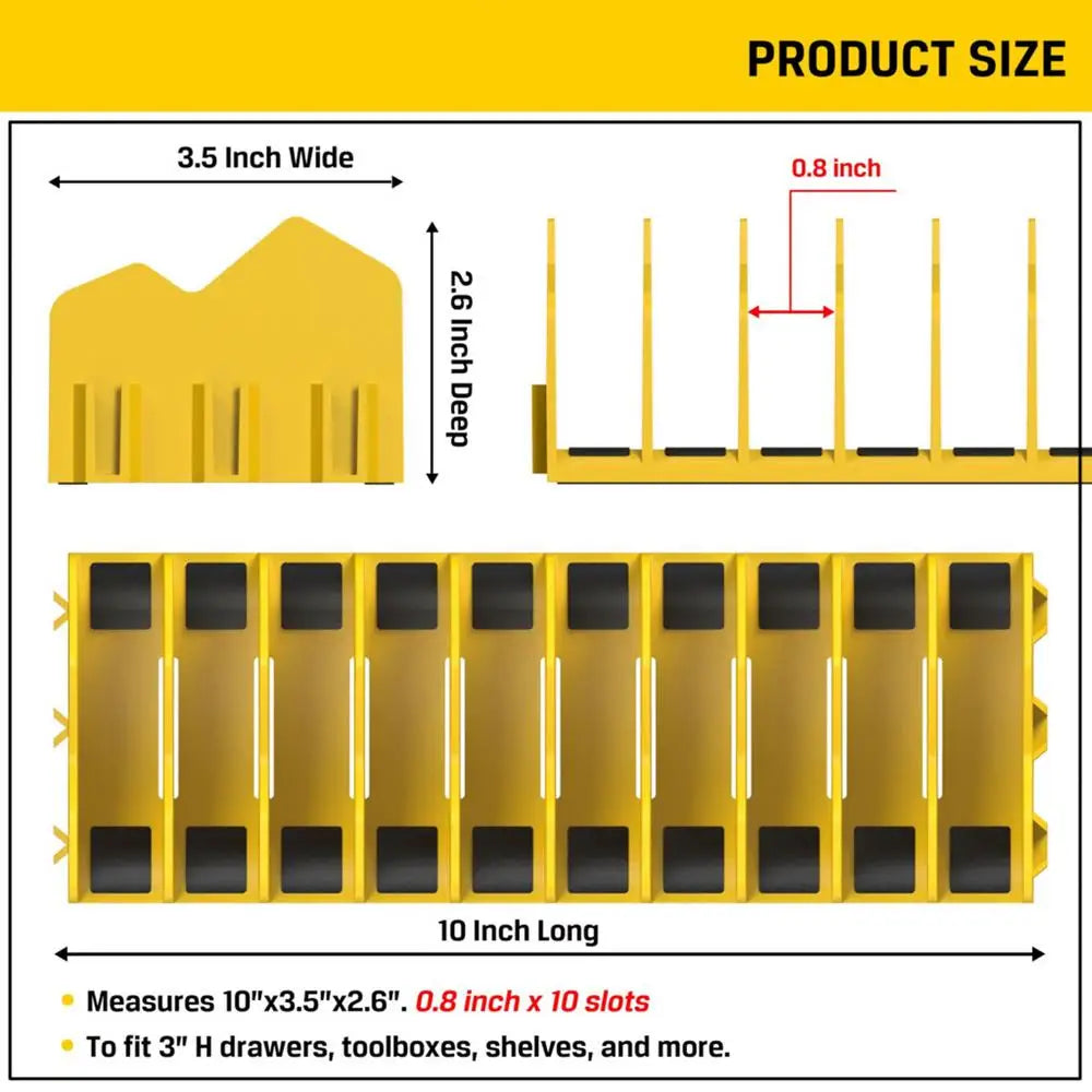 Practical plier organizer rack Holds up to ten pliers Drawer Toolbox Sturdy Pliers Tool Organizer Storage Rack Space-Saving Oasis Select Yellow