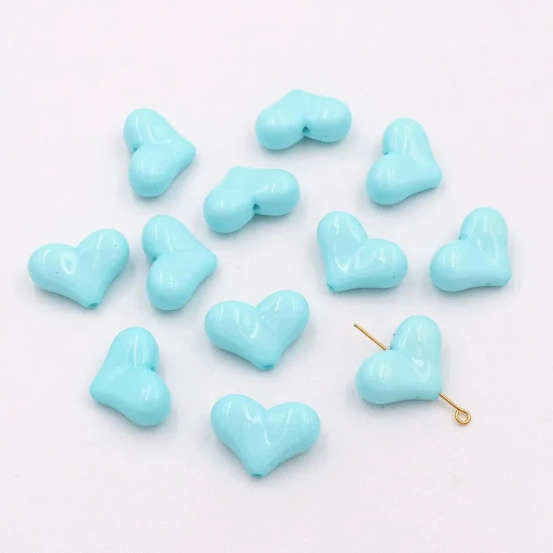 20pcs 16x22mm Acrylic Heart Shape Spacer Beads with 2mm Hole for Keychain Earrings Necklace Jewelry Pens Making Craft DIY Oasis Select Light blue