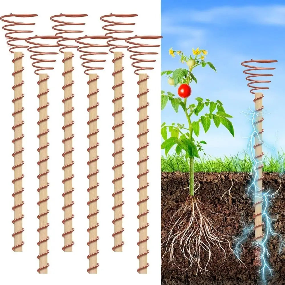 Bonsai Copper Electroculture Plant Stakes Wire Coil Wood Rod Gardening Copper Coil Antennas Plant Support Frame Garden Oasis Select