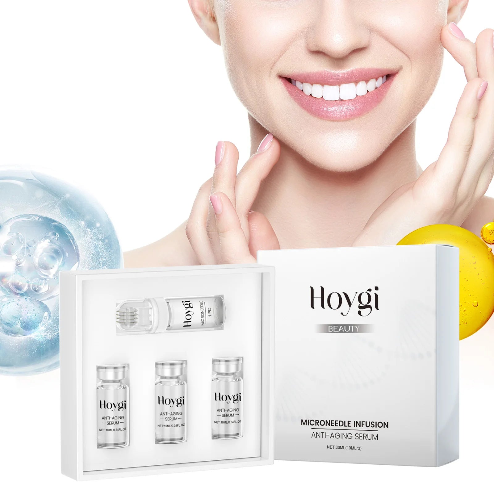 Hyaluronic Acid Essence Skin Care Roller Set Tightening Massage Facial Skin Smoothing Nourishing Improve Rough & Matte Skin Oasis Select