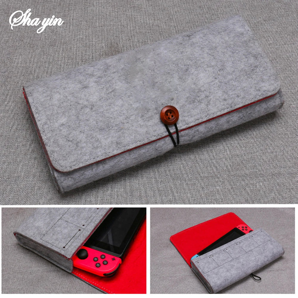Nintendo Switch Felt Storage Bag | Console, Cards & Cable Case