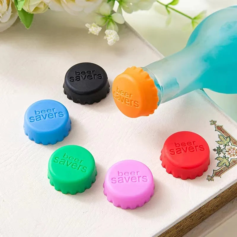 6/12/18/24/36pcs Candy Colors Reusable Silicone Beer Bottle Caps 6pcs Fresh - Keeping Soda Beer Sealing Bar Utensils Oasis Select