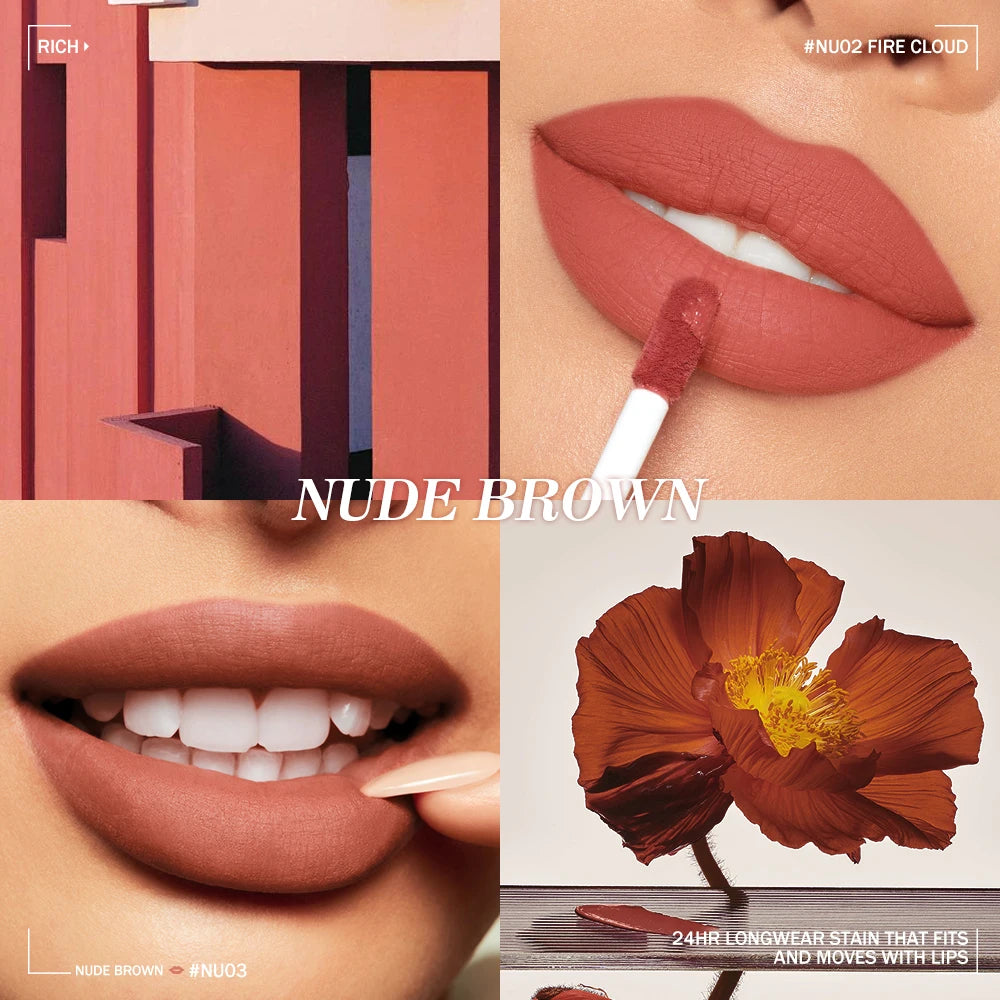 O.TWO.O Matte Lip Glaze | 24H Waterproof Color-Locking Lip Tint