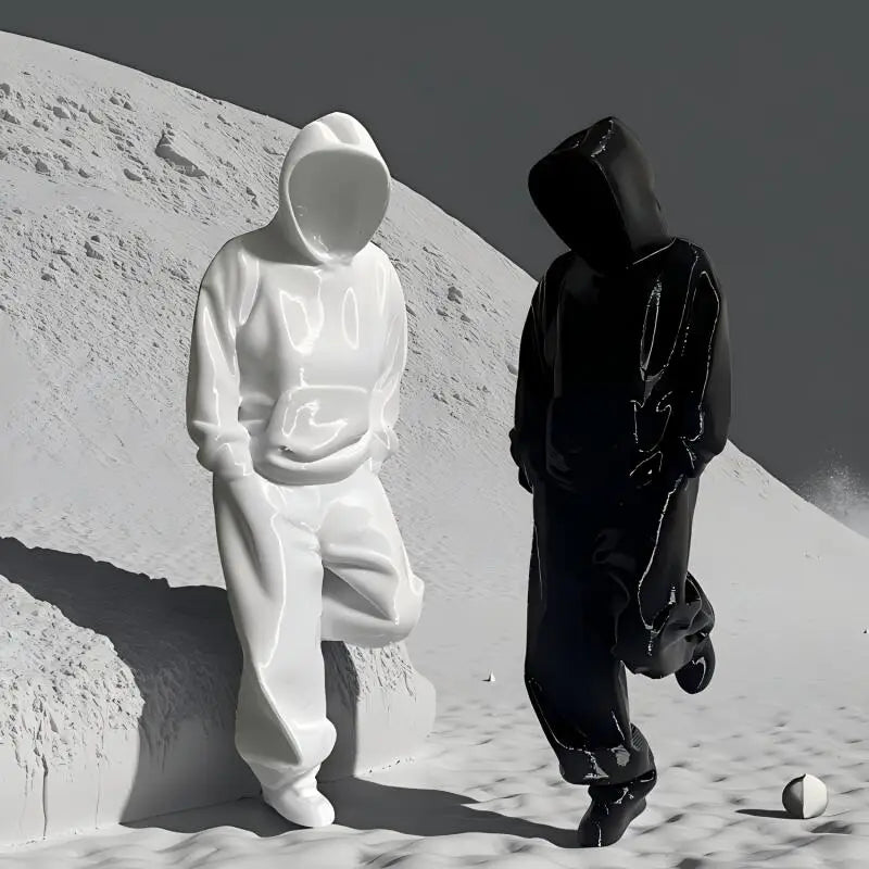 Modern Hooded Figure Sculpture Abstract Art Statue Minimalist Statue Home Living Room Collectible Ornament Desk Decoration Oasis Select