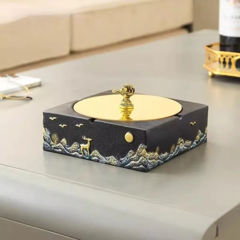 New Chinese Style Ashtray Zen Inspired Creative Personality Trendy Home Living Room Coffee Table Niche High-end Decoration Oasis Select