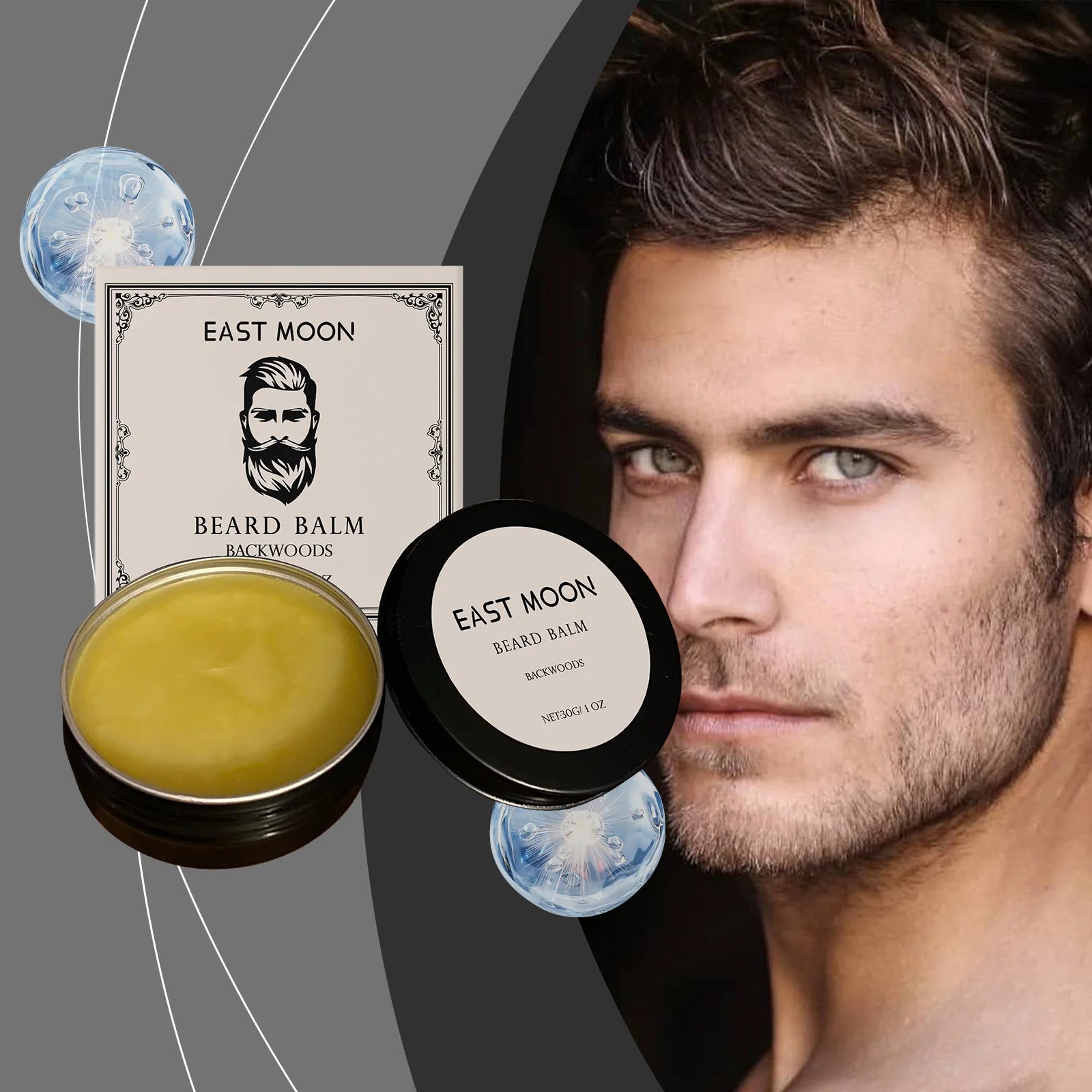 East Moon Men's Shea Butter Beard Balm Moisturizing Smoothing Beard Growth Wax Mustache Cream Facial Hair Care Reduce Frizz Oasis Select Default Title