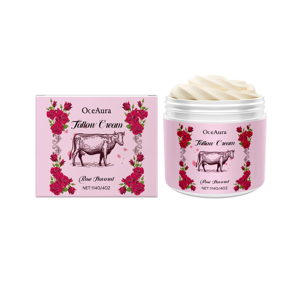 Rose Cow Fat Moisturizing Cream provides gentle care and hydration for soft, dry, and dull skin, nourishing the body with milk Oasis Select 114g boxed