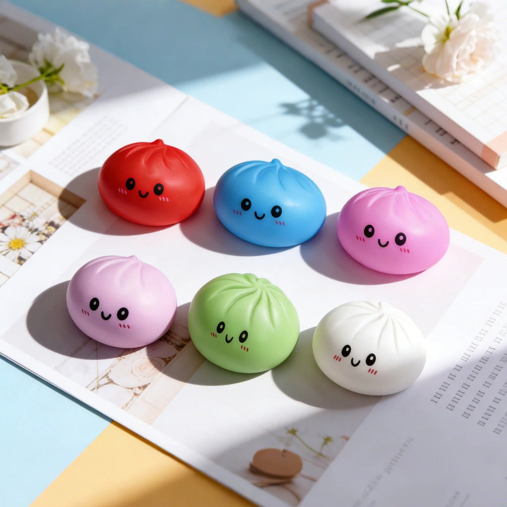 Simulation Dumpling Stress Ball Reusable Sensory Toys Low Rebound Relieve Stress Mood Toys Kid Safety Cute Colorful Dough Ball Oasis Select