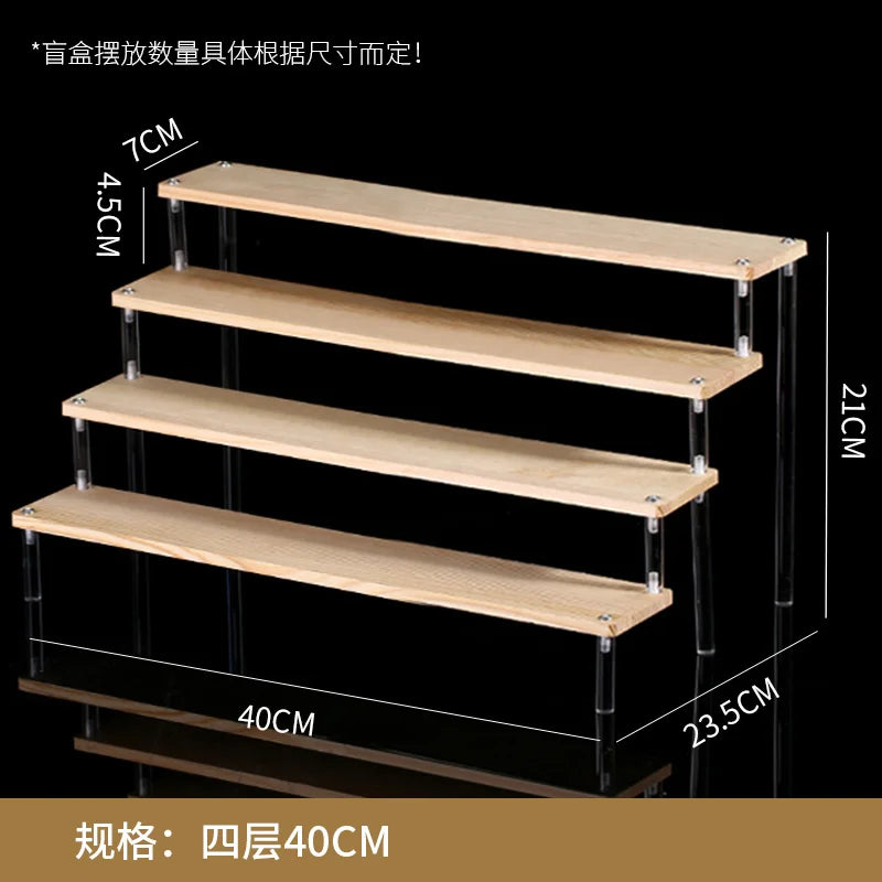 Wooden Ladder Display Stand – 2–5 Tier Acrylic Shelf Rack