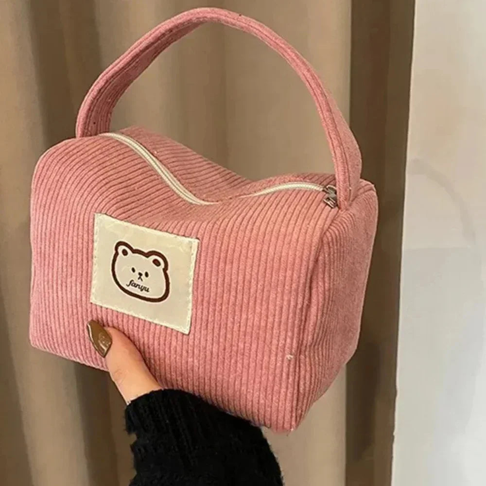 Women's Cosmetic Bags Plush Cute Summer Fashion Large Soft Comfortable Handbag With Handle Oasis Select Pink