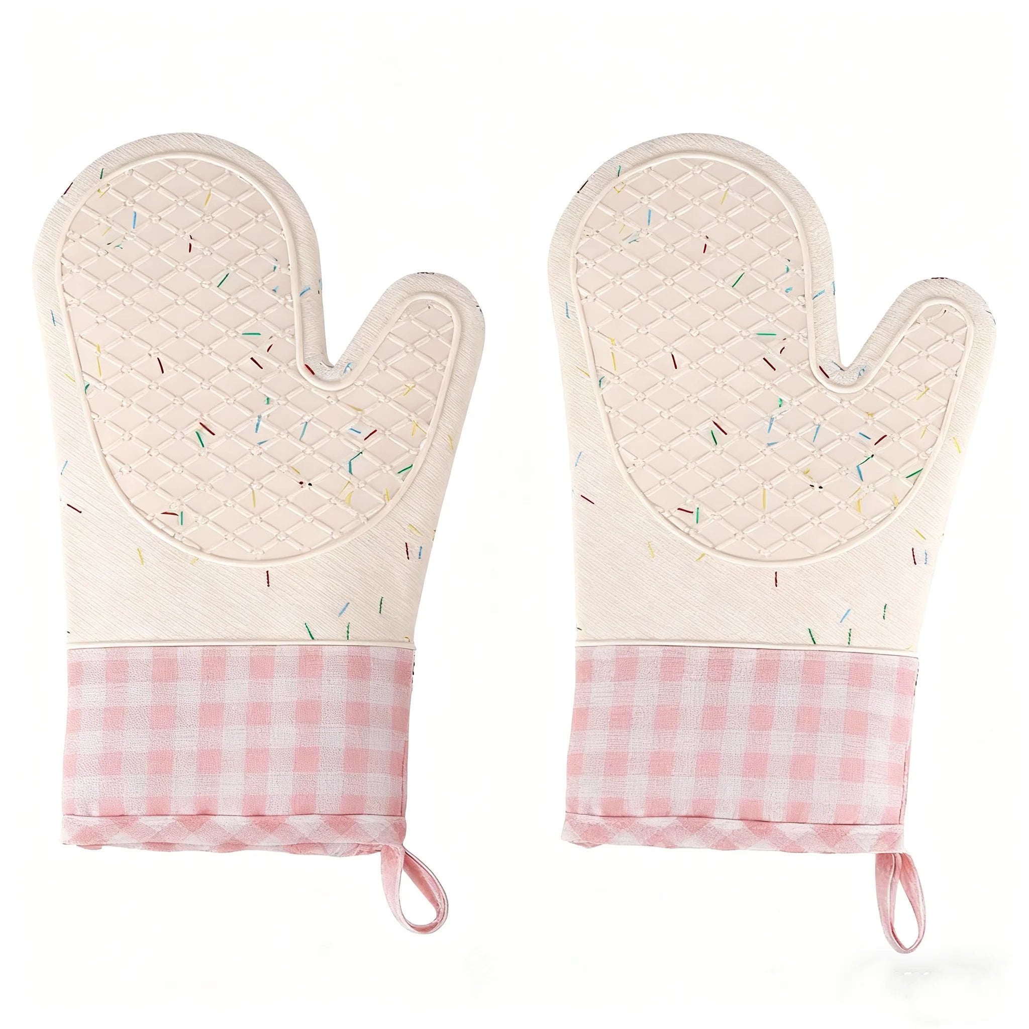 Cute Silicone Kitchen Single Oven Glove Mitts Insulation Heat Resistant Microwave Glove Baking High Temperature Resistance Oasis Select pink 2pcs