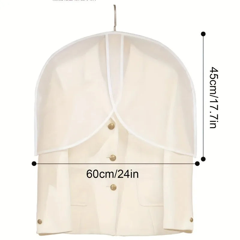 White PVC Garment Covers Translucent Breathable Suit Dust Covers Shoulder Protectors for Clothes Coats Jackets Wardrobe Storage Oasis Select 1pc