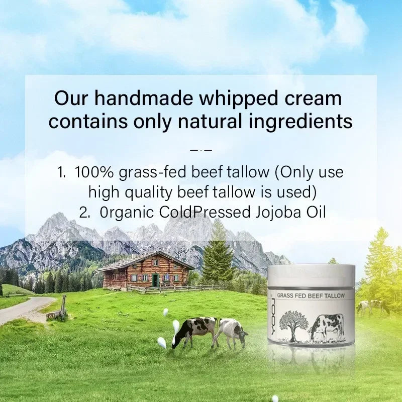 50ml Tallow Face Moisturizer Beef Tallow Paste for Skin Care Neck Cream Wild Honey Face and Body Whipped Moisturizing All Skin Oasis Select