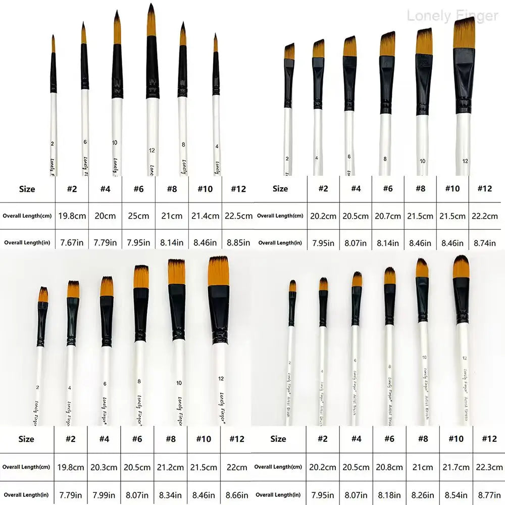 6pcs Paint Brushes Set for Acrylic Painting,Watercolor,Oil，Inks，Gouache，Crafts, Brush Tip Flat，Round, Angle，Filbert,Paint Oasis Select