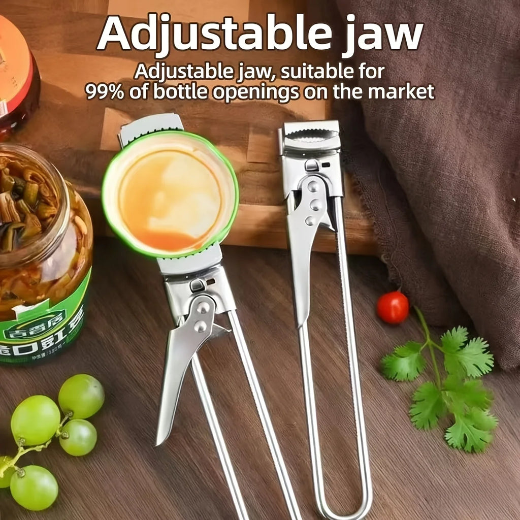 2PCS Multifunctional Bottle Cap Opener, Adjustable Stainless Steel Can Opener with Magnetic Refrigerator Bracket Oasis Select