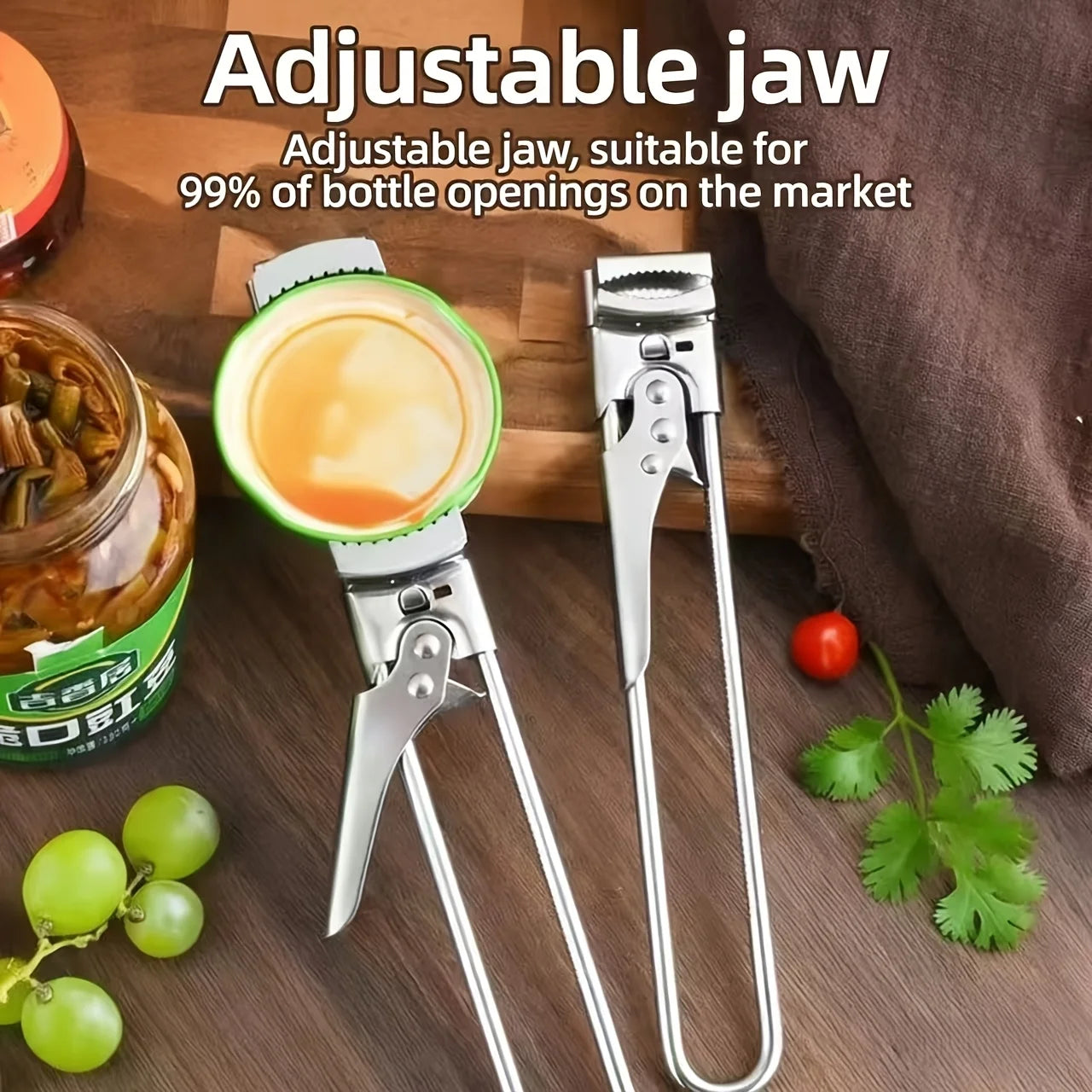 2PCS Multifunctional Bottle Cap Opener, Adjustable Stainless Steel Can Opener with Magnetic Refrigerator Bracket Oasis Select