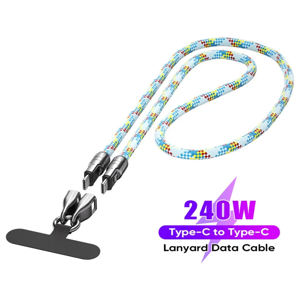 2-in-1 USB-C Lanyard & 240W Fast Charging Cable | PD Zinc Alloy