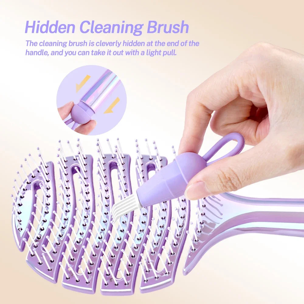 Iridescent Crescent Moon Detangling Hairbrush & Scalp Massager Detangling Hairbrush Oasis Select