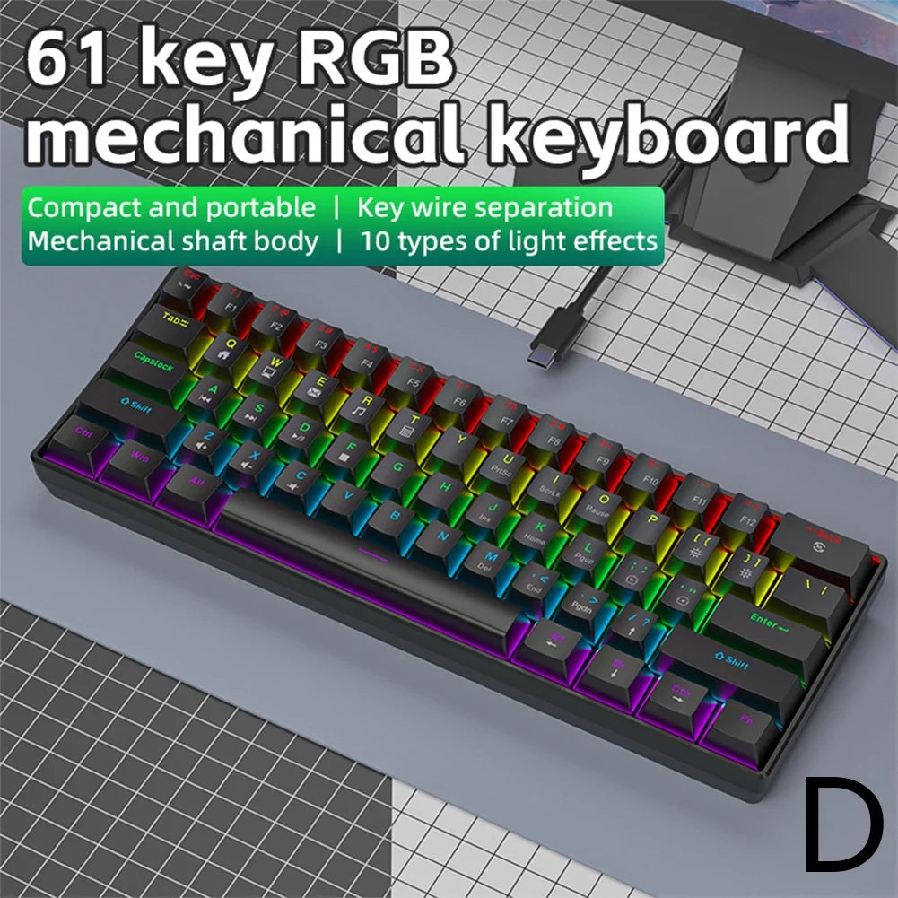 60% RGB Mechanical Gaming Keyboard – 61 Keys & 10 Light Modes