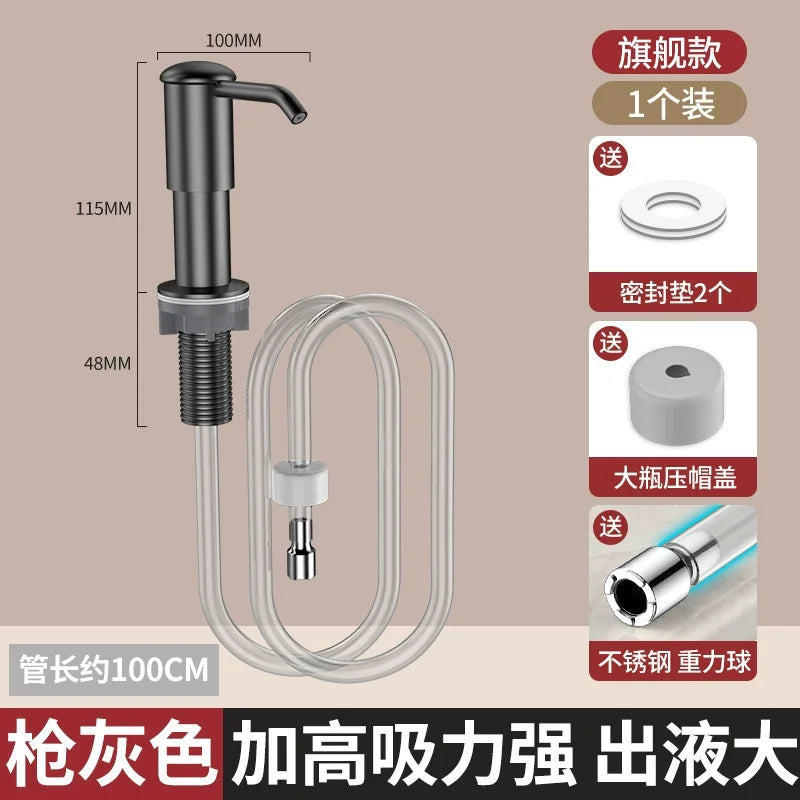 Soap Dispenser for Kitchen Sink, Kichen Sink Soap Dispenser,Extension Tube kit, Under Sink Soap Dispenser Pump, No Need More Ref Oasis Select Grey