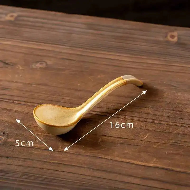 Japanese Handmade Coarse Pottery Soup Spoon Tablespoon Spoon Eating Spoon Ceramic Spoon Bowl Spoon Kitchen Tablewear Oasis Select Turns Warm White