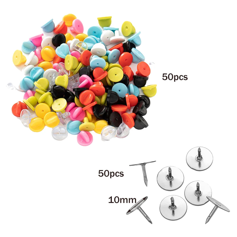 100pcs PVC Rubber Pin Backs Heliltd Butterfly Clutch Tie Tacks Blank for DIY Uniform Badges Holder Clasp Lapel Pin Enamel Pins Oasis Select Set 5