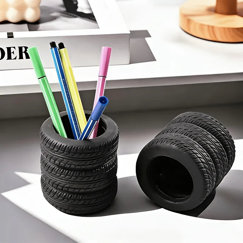 Creative Tire-Shaped Pencil Holder—A Must-Have for Car Enthusiasts—A Fun and Unique Desktop Storage Container Oasis Select