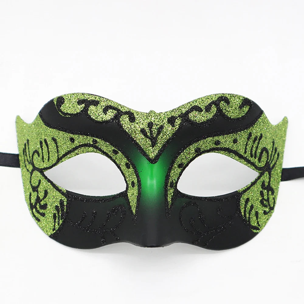 Glitter Half Face Masquerade Mask Woman Men Venice Mask Halloween Costume Accessories For Cosplay Party Oasis Select Green