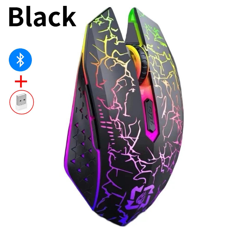 DIXSG Silent Wireless Gaming Mouse 2.4G Bluetooth 1600 DPI Wireless Gaming Mouse Oasis Select black
