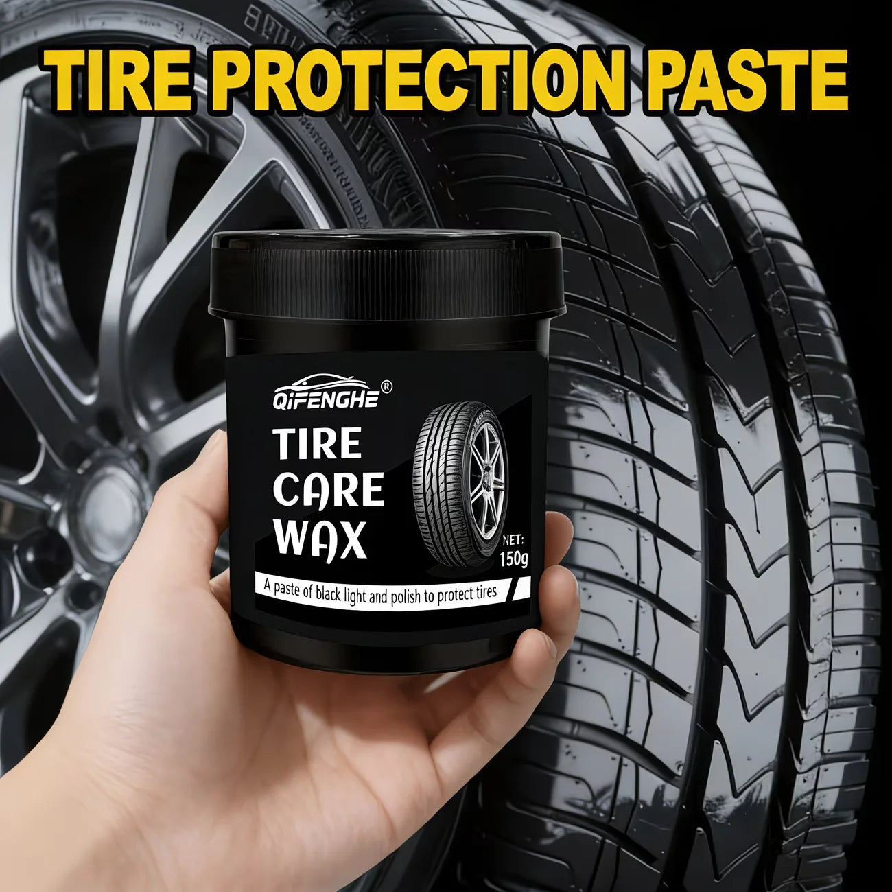 Tire Shine Wax – Hydrophobic Blackening Paste & Polish Coating