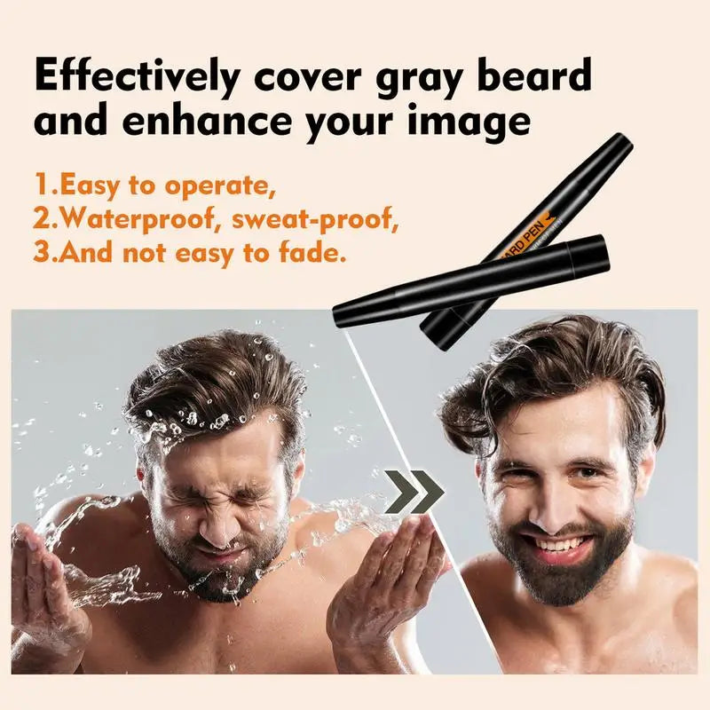 Beard Pen Beard Filler Pencil Men Black Brown 4-Tip Beard Pen Detailing Filler Moustache & Eyebrows Barber Pencil Beard Marker Oasis Select