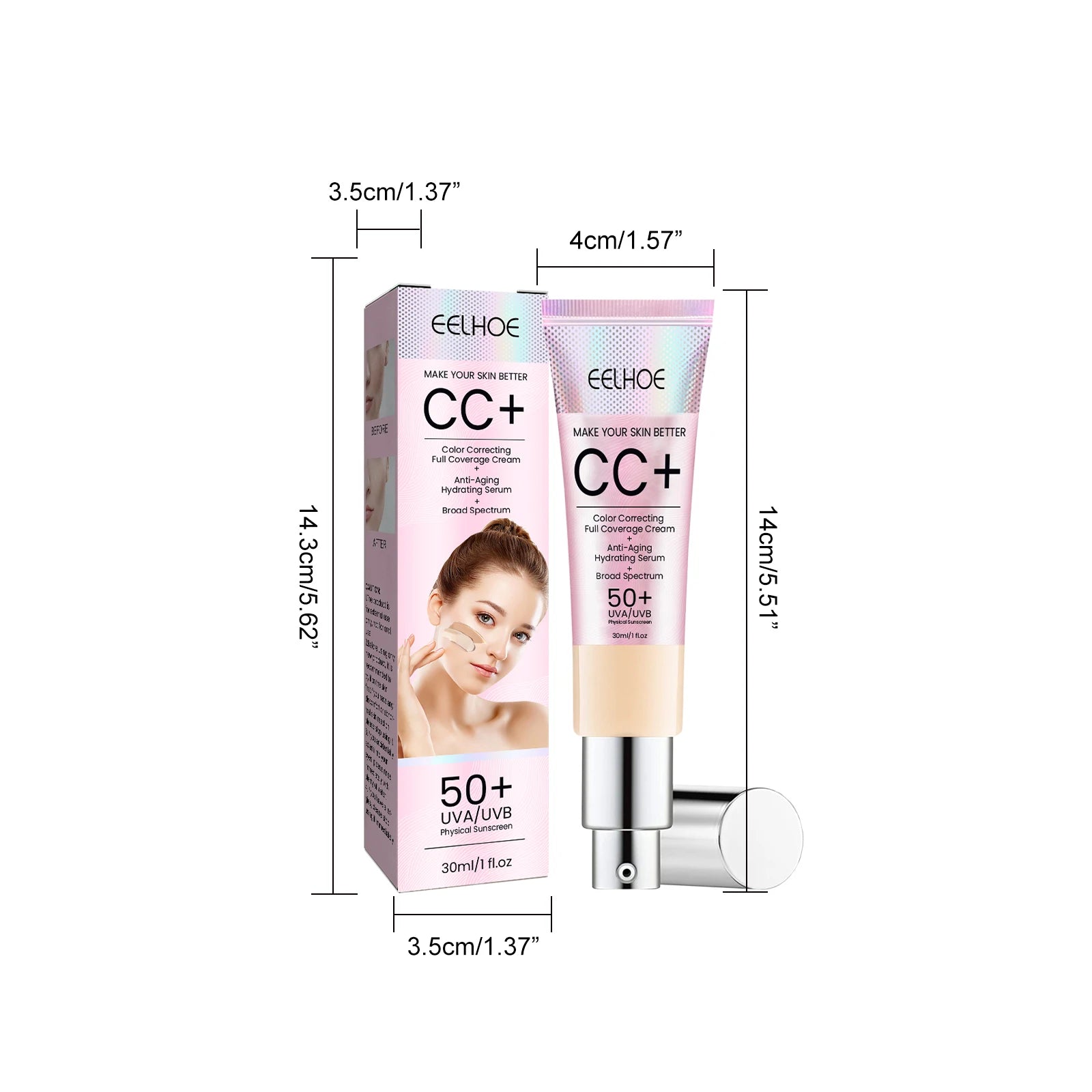 1/2/3pcs CC Cream Foundation Waterproof Brighten Moisturizing Foundation Concealer Oil-Control Long Lasting Spf 50 Makeup Oasis Select