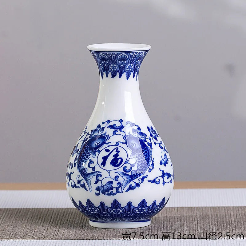 Chinese Table Top Antique Blue And White Porcelain Vase Decoration Crafts Small Ceramic Flower Arrangement Oasis Select Aa