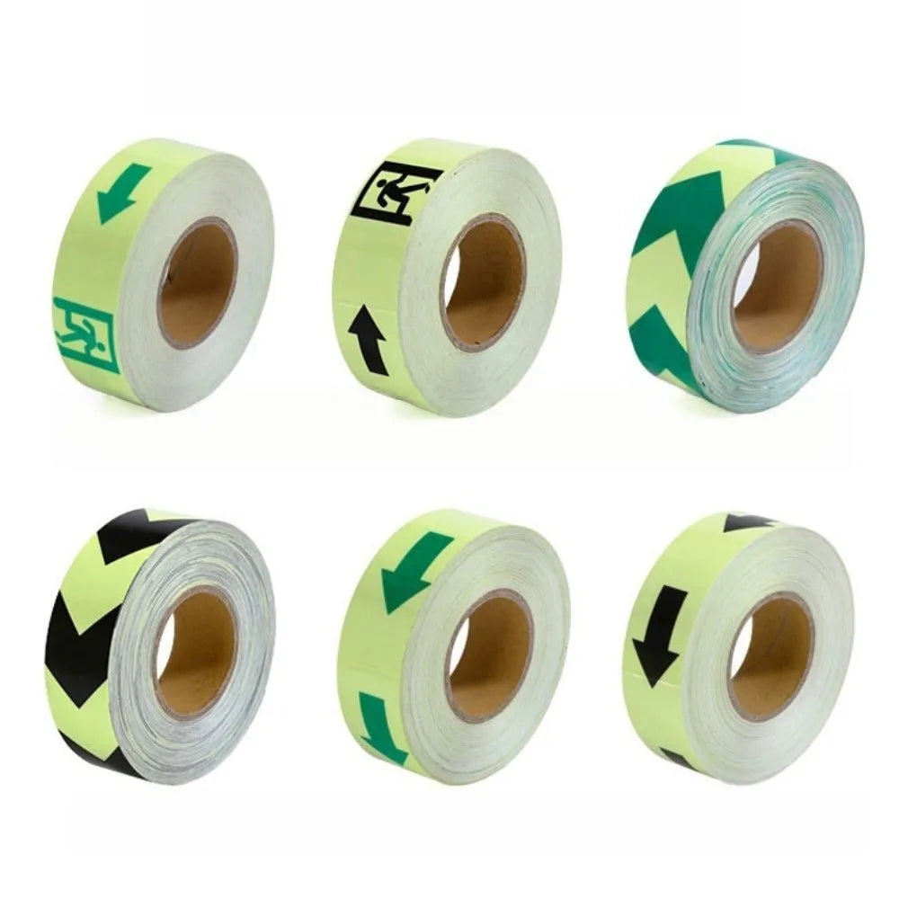 5M Length Emergency Exit Luminous Tape Waterproof Glow ln The Dark Anti-Slip Floor Marker Sign Arrow Design Safety Exit Marker Oasis Select