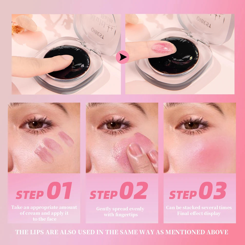 QIBEST 2-in-1 Color-Changing Lip & Cheek Balm | Black to Pink