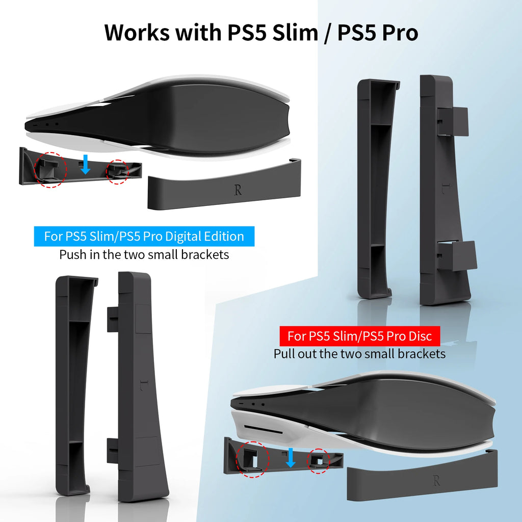 PS5 Slim & Pro Horizontal Stand – Sturdy ABS Console Cradle