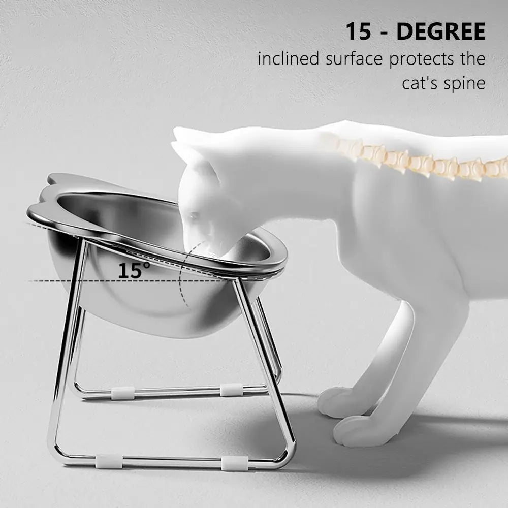Stable Raised Cat Bowls Tilted Elevated 15° Dog Bowls Shatter-resistant 304 Stainless Steel Cat Food Bowl for Puppy and Cat Oasis Select