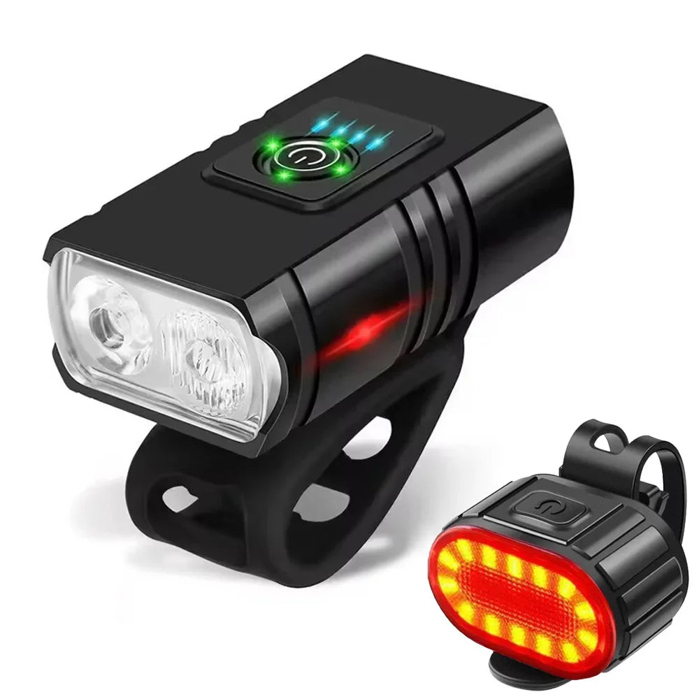 Cycling Bicycle Front Rear Light Set Bike Rechargeable Headlight Light MTB Waterproof Taillight LED Lantern Bicycle Accessories Oasis Select Z028-A Set