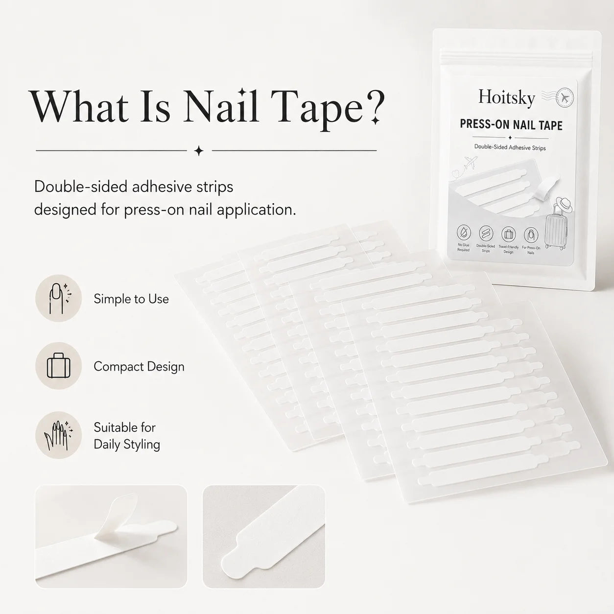 Super Sticky Waterproof Nail Adhesive Tabs Reusable Glue Stickers for Press-On Nails Portable Manicure Supplies Oasis Select