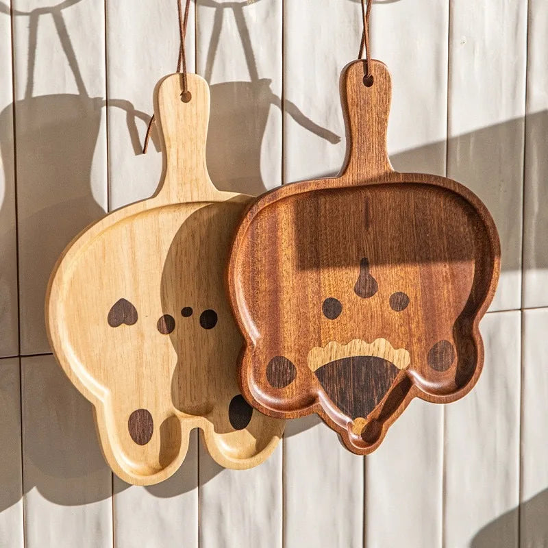 Wooden Cartoon Kids Tray with Handle – Bear & Rabbit Design Kids Wooden Tray Oasis Select