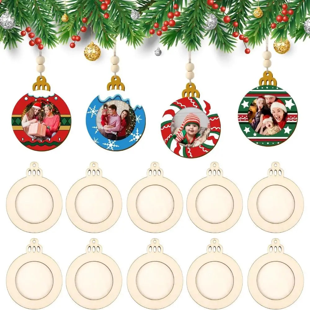6-Pack Wooden Christmas Frame Ornaments – DIY Coloring Xmas Decor