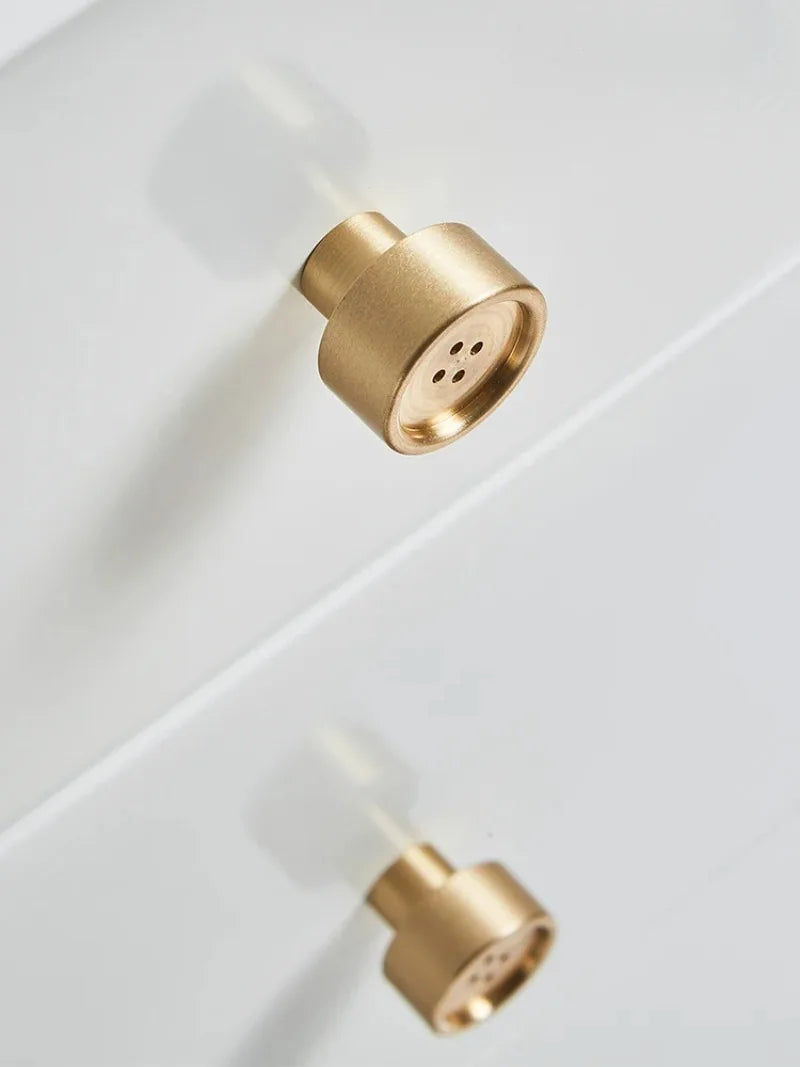 European style/Gold Solid Brass Cabinet Drawer Pulls Creative Button Handles Drawer Knobs Furniture Handles Hardware Oasis Select